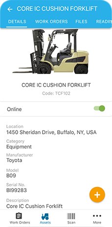 Mobile Android asset list details