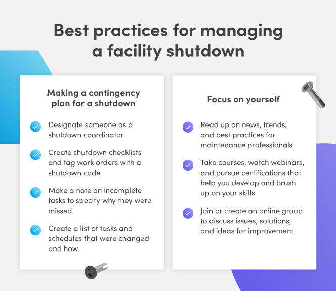 Best practices for managing a facility shutdown