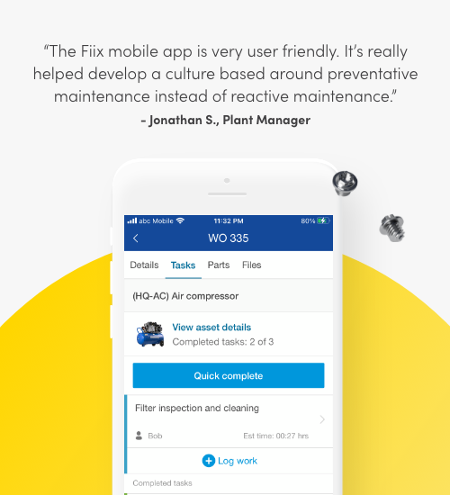 The Fiix mobile app is very user friendly. It’s really helped develop a culture based around preventative maintenance instead of reactive maintenance. Jonathan S., Plant Manager