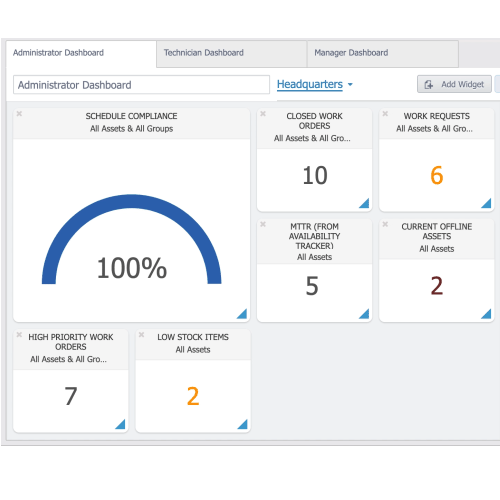 Tablet view of Fiix's admin dashboard